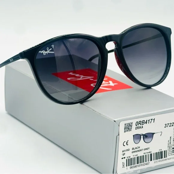 Ray-Ban Erika Women’s Polarized Sunglasses RB4171 54m Black w Gradient Grey Lens - Picture 3 of 8